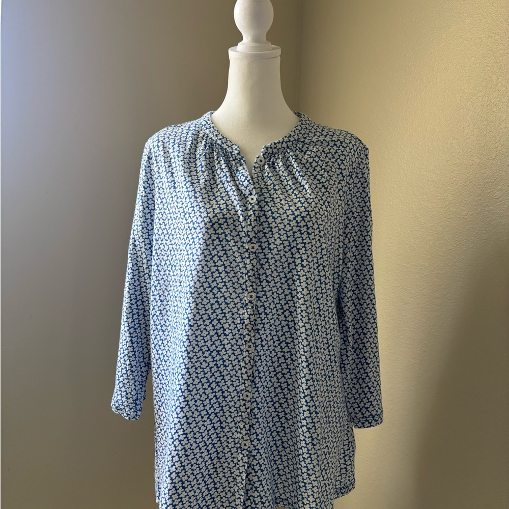 Boden 3/4 Sleeve Flower Pattern Top